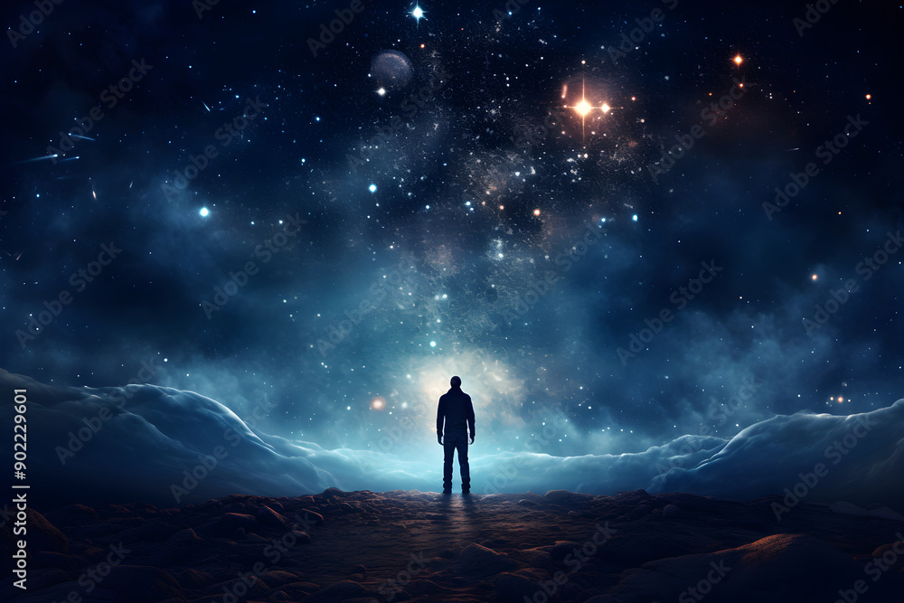 Escapism Through Dreamy Cosmos: A Man's Flight from Reality Towards the Boundless Starry Night Escapism Through Dreamy Cosmos: A Man's Flight from Reality Towards the Boundless Starry Night