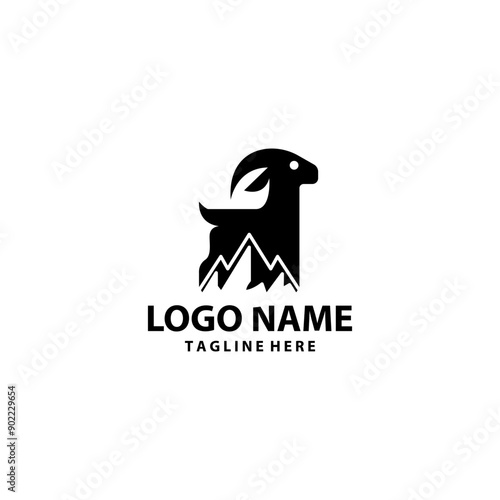 mountain goat logo design vector