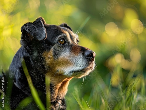 Dog isolated on summer background