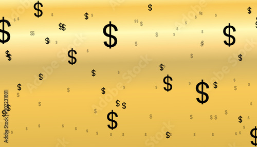 Dollar symbols of different sizes and opacity seamless background pattern vector illustration.