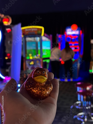 Duck, lights, night, neon photo