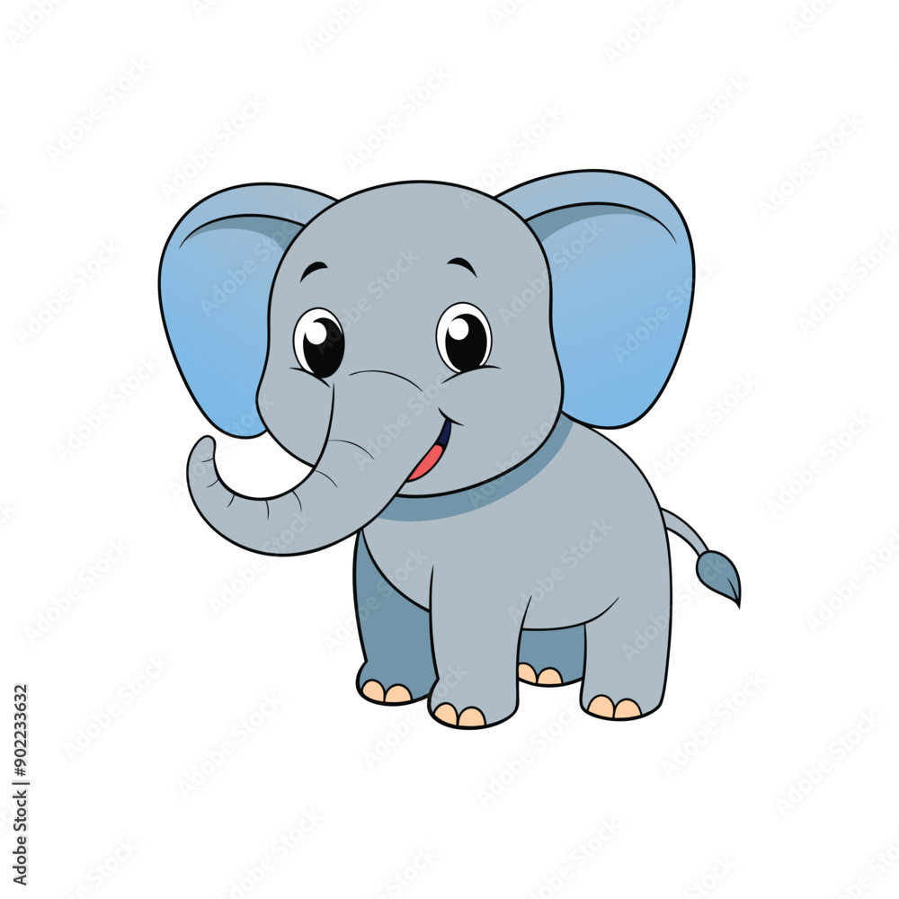 Fototapeta premium Cute Elephant Vector. Animal Nature Icon Concept Isolated Premium Vector.
