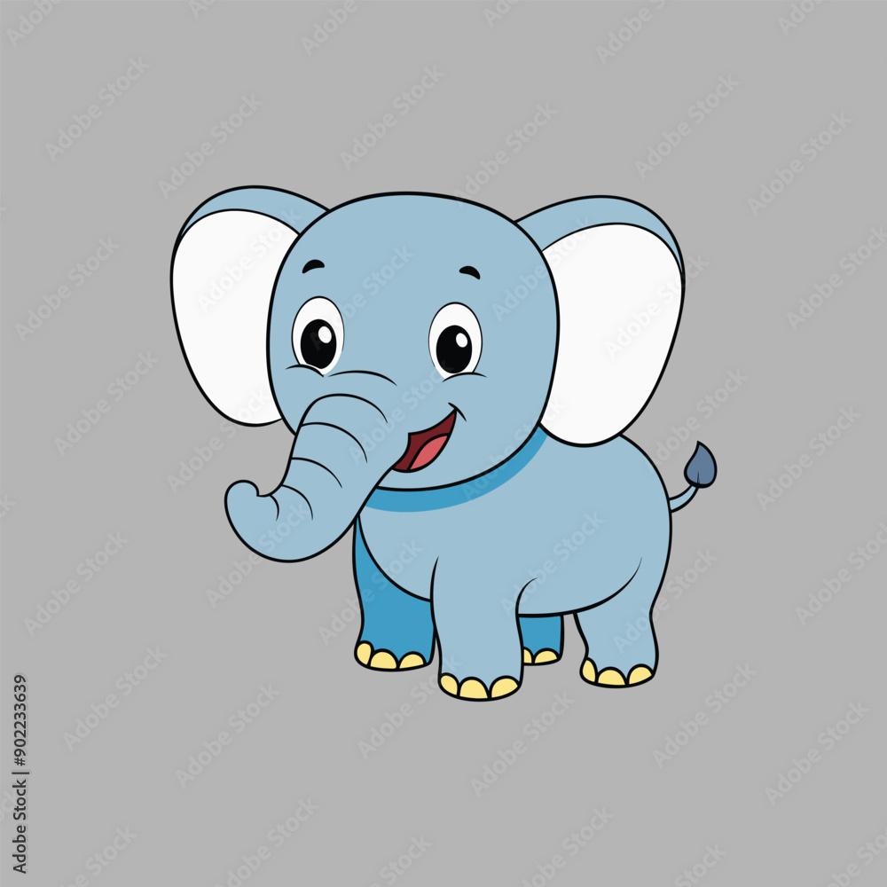 Fototapeta premium Cute Elephant Vector. Animal Nature Icon Concept Isolated Premium Vector.