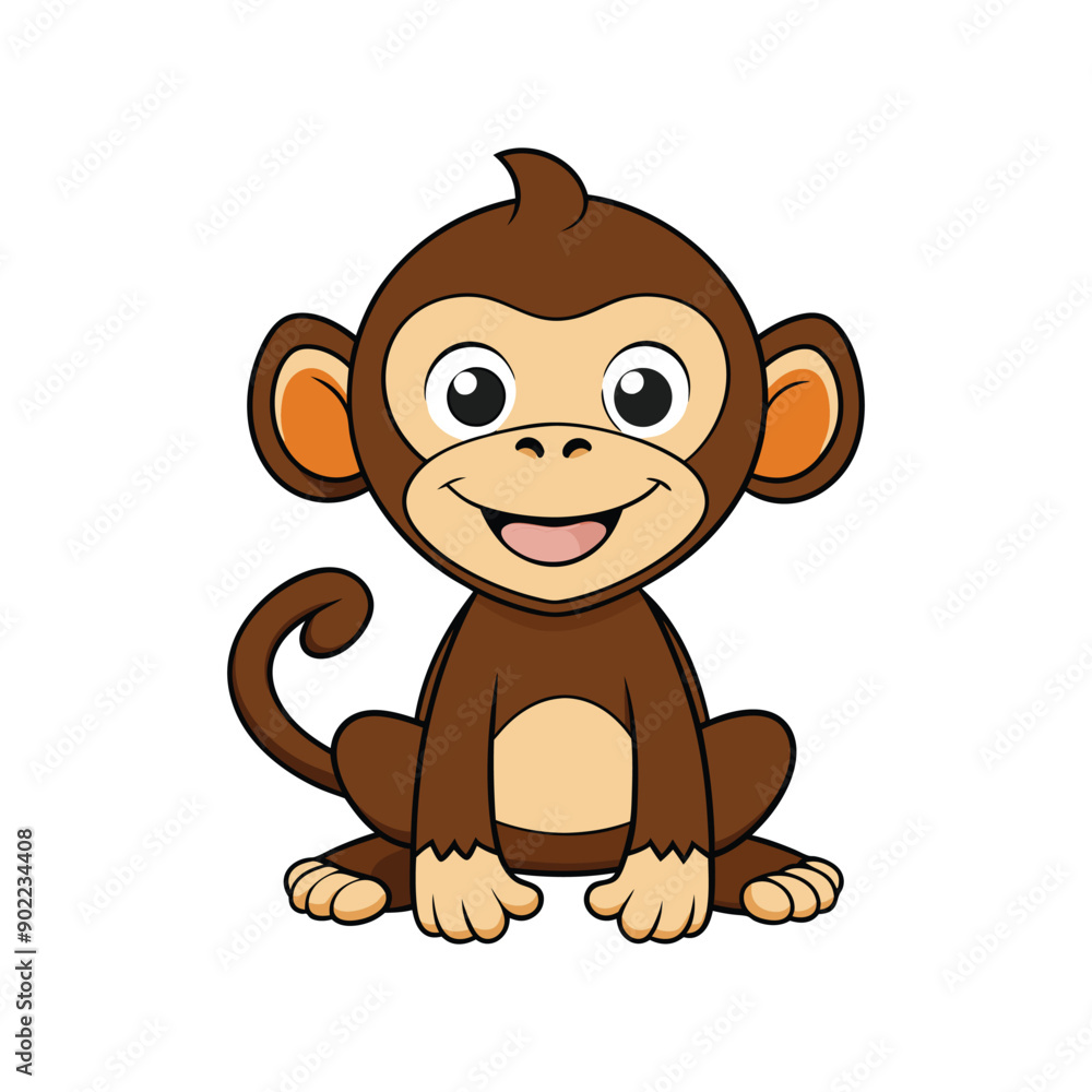 Fototapeta premium Cute Monkey Vector. Animal Nature Icon Concept Isolated Premium Vector.