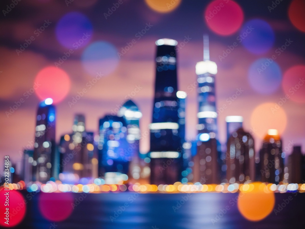 Abstract urban night light bokeh defocused background, city night Abstract urban night light bokeh defocused background, city night