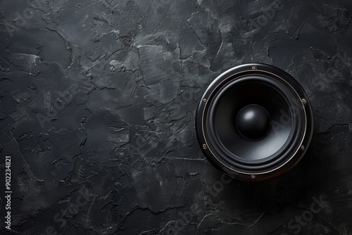 A Black Speaker On A Rough, Dark Surface