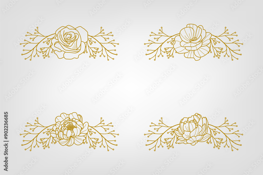 The Blooms Greenery Floral Foliage Ornament Corner Text Separator Elegance Frame for Invitations The Blooms Greenery Floral Foliage Ornament Corner Text Separator Elegance Frame for Invitations