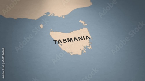 Old Paper Map of Tasmania