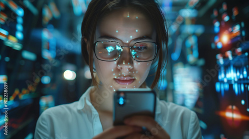 Business woman analyzing da...
