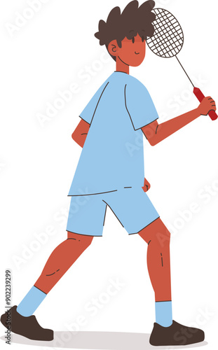 Badminton Man Player Standing Ready Pose