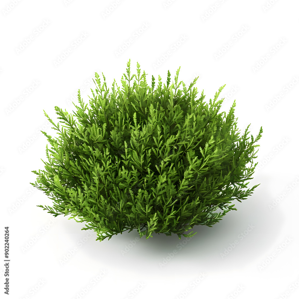 Detailed 3D illustration of Poa labillardier bush in isolation, emphasizing its textures and colors.