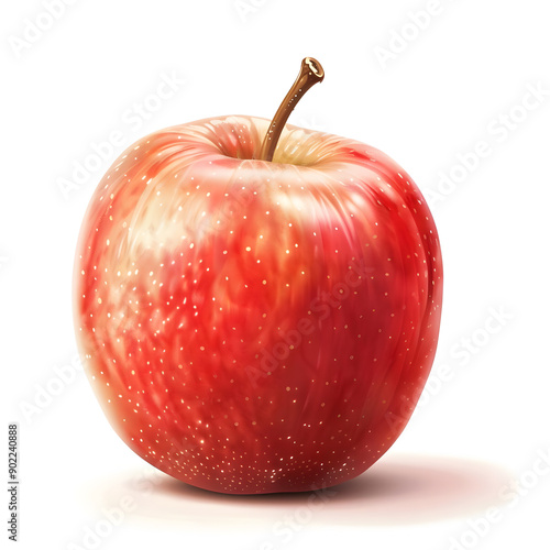 Highly detailed, hyper-realistic illustration of a crisp apple, isolated on a white background.