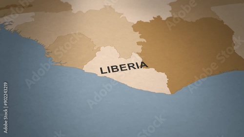 Old Paper Map of Liberia photo