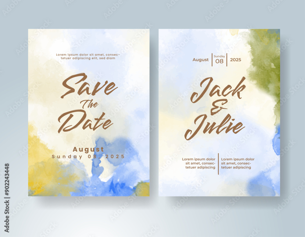 Wedding invitation with abstract watercolor background Wedding invitation with abstract watercolor background