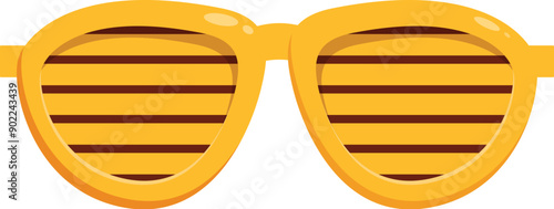 Yellow shutter shades sunglasses isolated on a white background, perfect for summer, parties, or fun illustrations