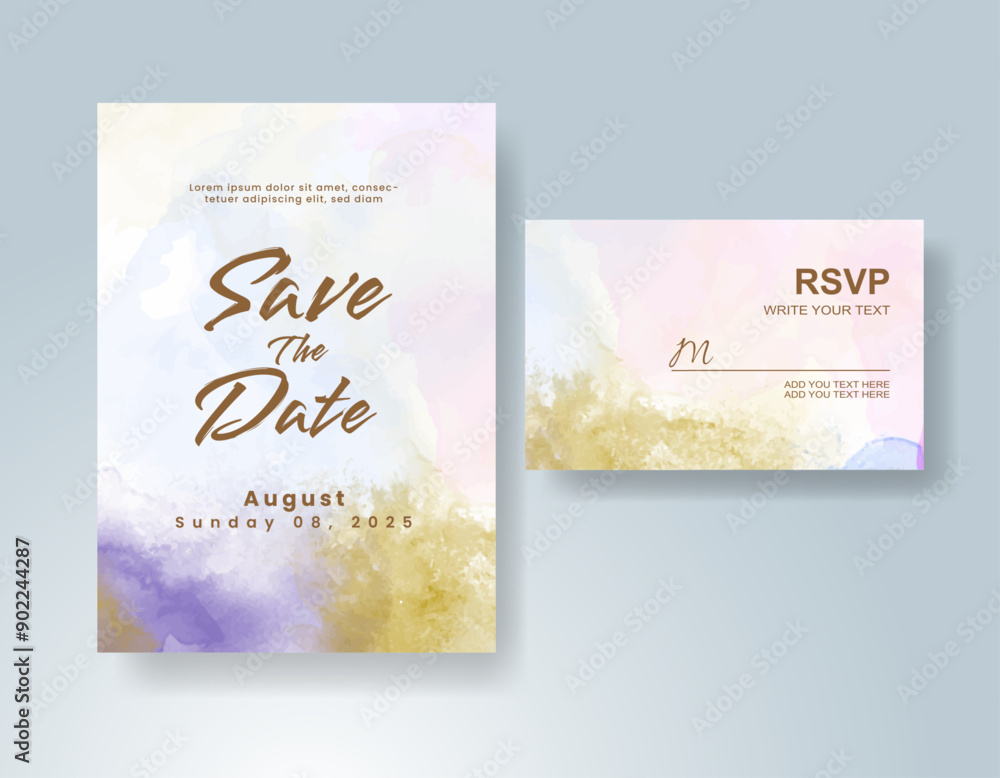 Wedding invitation with abstract watercolor background Wedding invitation with abstract watercolor background
