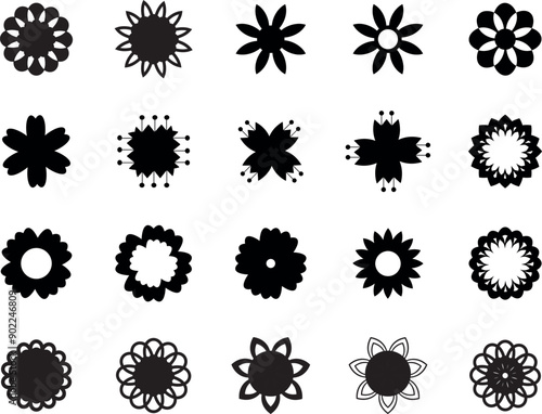 Flower icon set.