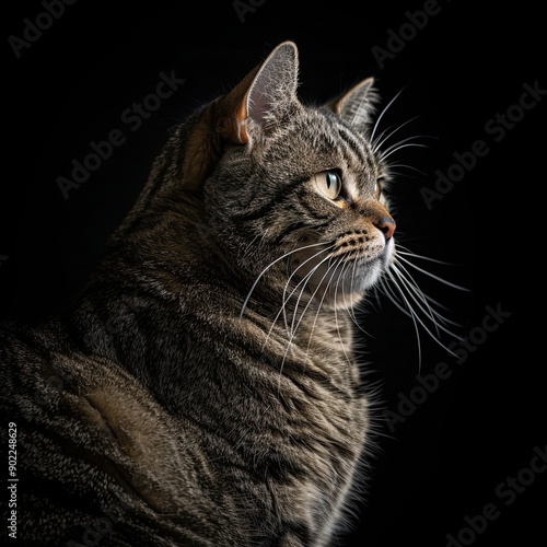 Cat isolated on black background