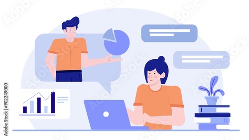 business online discussion illustration isolated animated video