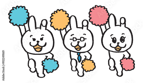 メガネをかけた先生風のうさぎのキャラ素材