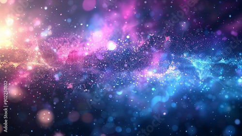 Wallpaper Mural Abstract Background with Blue and Pink Glowing Particles and Bokeh Lights Torontodigital.ca