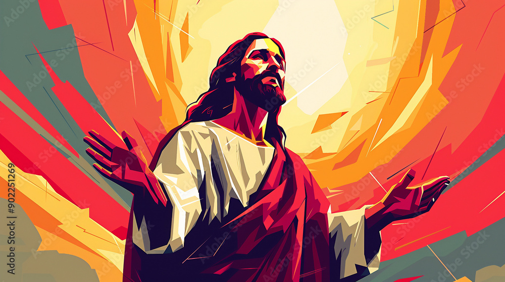 Vibrant Iconographic Illustration of Jesus Christ Vibrant Iconographic Illustration of Jesus Christ