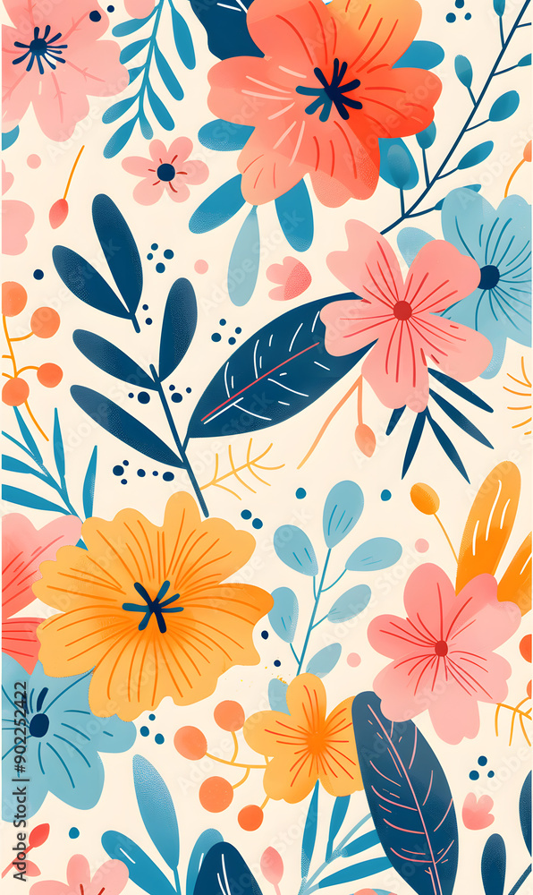 2D flower and leaf cards in various styles 2D flower and leaf cards in various styles