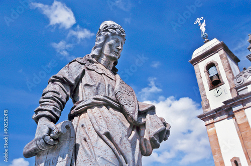 The Prophet Daniel Statue. The Biblical Prophets were made in XVII Century by Aleijadinho, at Basilica Bom Jesus do Matosinho. Humanity Heritage by UNO. Congonhas do Campo, MG,Brazil. 2020