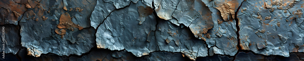 Naklejka premium Grunge Effects: Distressed 3D Background Textures explores the creation rugged,weathered surfaces that evoke sense of raw, urban aesthetic.It highlights techniques achieving authentic distressed looks