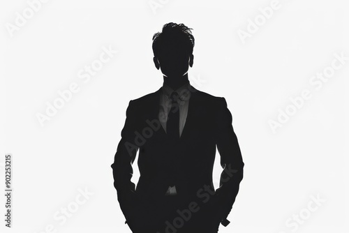 Silhouette of a Business Person in Neutral Gray Tones