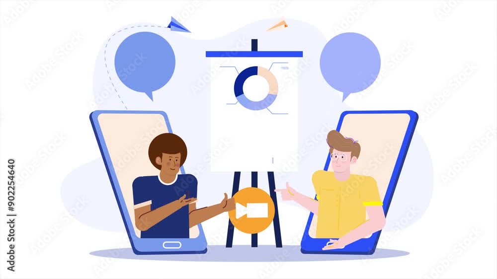 business online meeting illustration animated video business online meeting illustration animated video