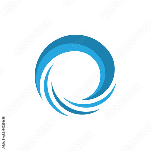 Modern letter O and sea wave logo design. Premium Vector