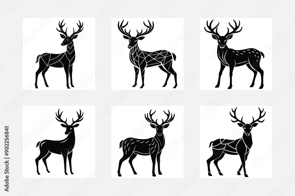 Majestic Deer Silhouette White Background Artwork Set
Majestic Deer Silhouette White Background Artwork Set