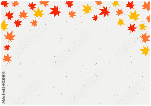 紅葉が美しいもみじフレーム背景14和紙