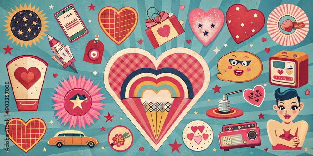 custom made wallpaper toronto digitalValentine heart love images retro background