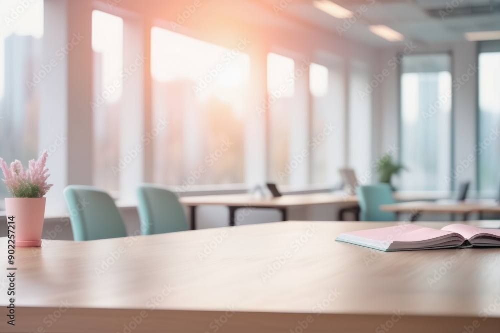 close-up desk in business meeting room with chairs in an office interior close-up desk in business meeting room with chairs in an office interior