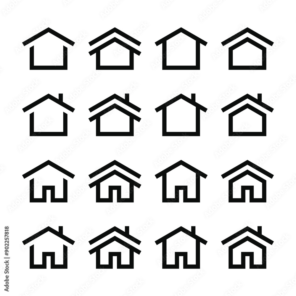 Set of line logo designs representing home vector illustration. Simple symbol of house and home. Premium Vector Set of line logo designs representing home vector illustration. Simple symbol of house and home. Premium Vector