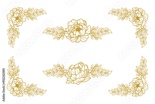 The Blooms Greenery Floral Foliage Ornament Corner Text Separator Elegance Frame for Invitations