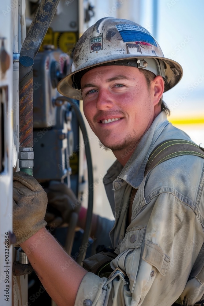 Portrait of a field technician repairing equipment at a remote site , Generative AI Portrait of a field technician repairing equipment at a remote site , Generative AI