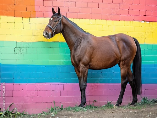 horse isolated on colorful background photo