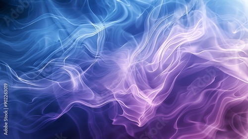 Vibrant blue to purple gradient with abstract swirling smoke pattern, perfect for artistic backgrounds.