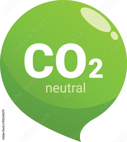 Green glossy speech bubble showing co2 neutral concept