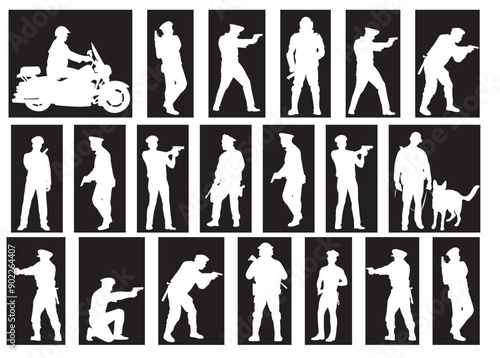 policeman people silhouette collection