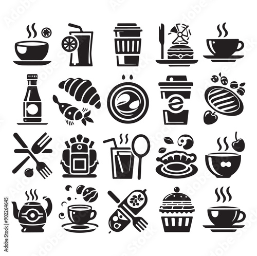 Set of Cafe icons restaurant icon food and drink icon vector