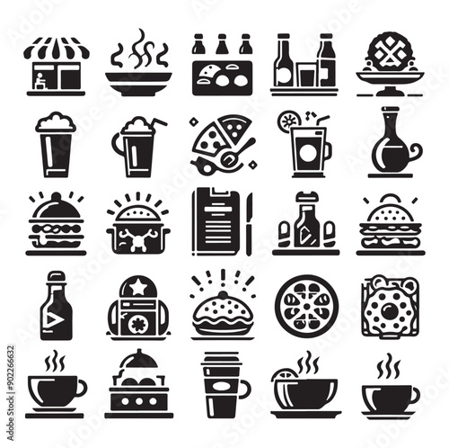 Set of Cafe icons restaurant icon food and drink icon vector