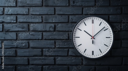 Wallpaper Mural Minimalist Wall Clock on Dark Brick Wall Torontodigital.ca