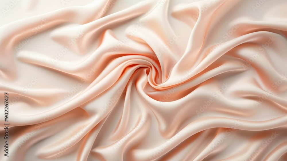 Fototapeta premium Soft Peach Satin Fabric Texture Closeup