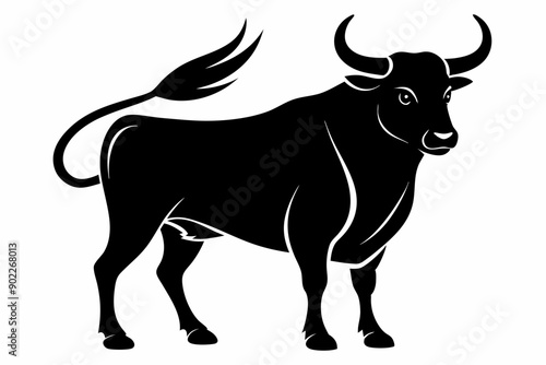 Bull silhouette, bull icon vector, cow silhouette vector illustration
