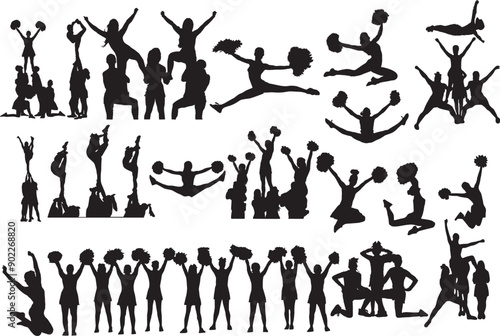 Print Cheer SVG Bundle; Cheerleader SVG; Cheer Silhouette; Digital  Cheer 