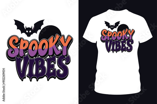 Spooky Vibes T-Shirt Design – Perfect for Halloween.